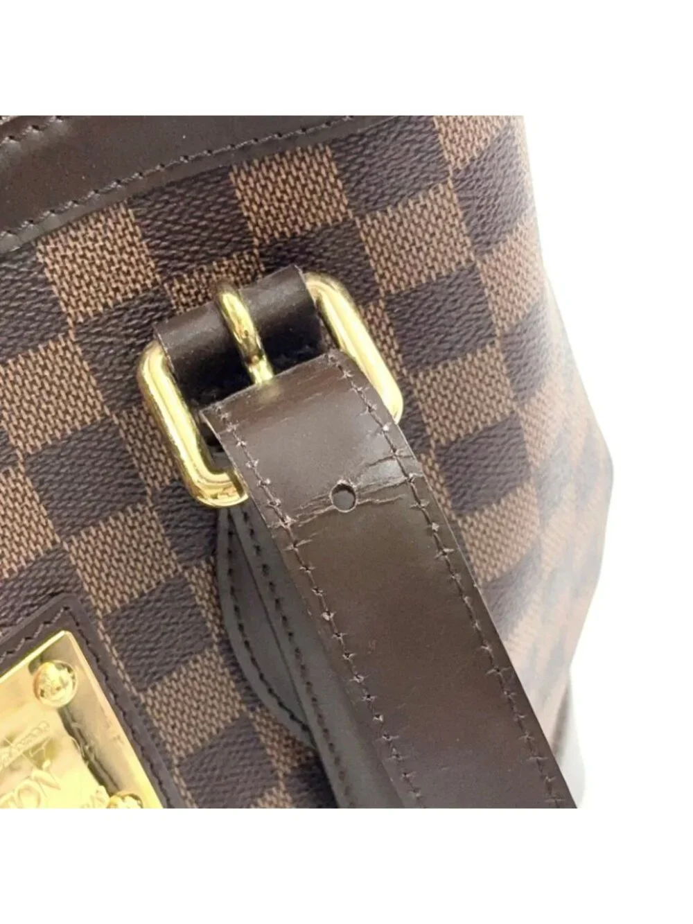 Louis Vuitton Hampstead MM Damier Ebene Leather Brown Tote Gold
